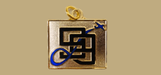 A close up view of the charm with the numerical 99s logo