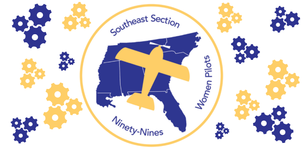 The Southeast Section logo surrounded by gear icons in the brand colors of blue and gold