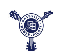 Logo of the Nashvile Chapter 99s, which has text in a circle around the international 99 logo, with the neck and headstocks of three different strung instruments.